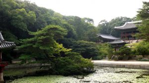 Eine grüne Oase: Hinter dem Buyongji-Teich auf einem Hügel der Juhamnu-Pavillon